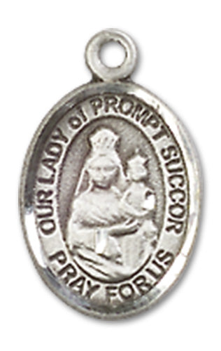 Our Lady of Prompt Succor Charm Medal, Sterling Silver, 1/2", Your Choice of Chain, # 10155