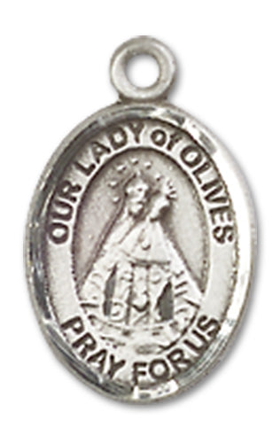 Our Lady of Olives Charm Medal, Fine Pewter, 1/2", Your Choice of Chain, # 10550