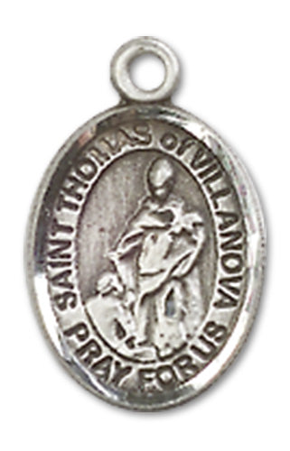 Sterling Silver Charm Medal, 1/2", St. Thomas of Villanova, Your Choice of Chain, # 10160