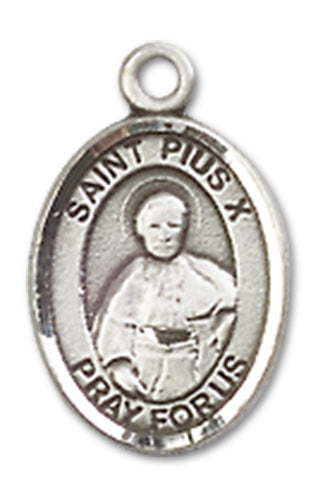 Fine Pewter Charm Medal, 1/2", St. Pius X, Your Choice of Chain, # 10552