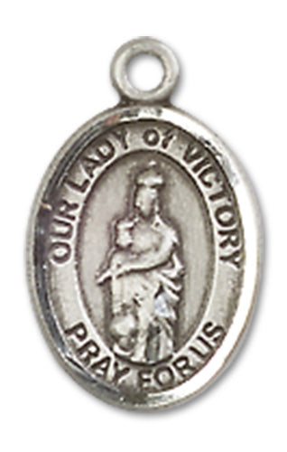 Our Lady of Victory Charm Medal, Fine Pewter, 1/2", Your Choice of Chain, # 10553