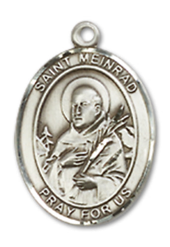 1/2" Fine Pewter St. Meinrad of Einsiedeln Charm Medal, Your Choice of Chain, # 10554