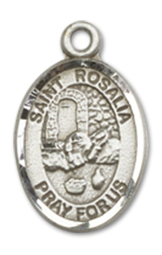 Sterling Silver Charm Medal, 1/2", St. Rosalia, Your Choice of Chain, # 10165