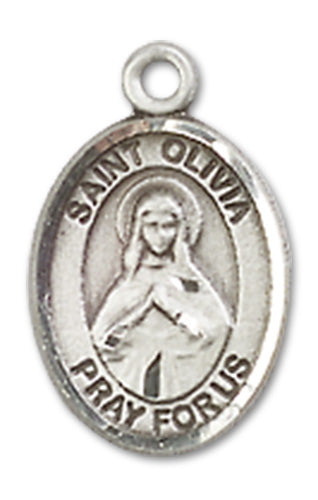 1/2" Sterling Silver St. Olivia Charm Medal, Your Choice of Chain, # 10168