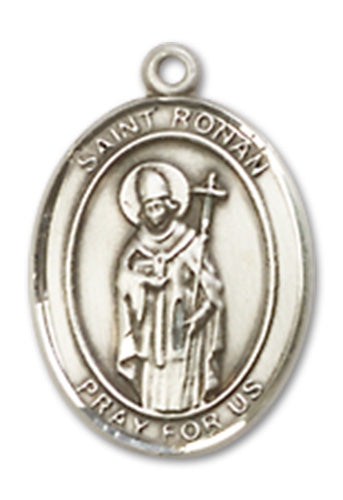 Sterling Silver Charm Medal, 1/2", St. Ronan, Your Choice of Chain, # 10172