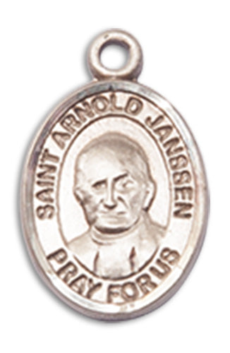 St. Arnold Janssen Charm Medal, Sterling Silver, 1/2", Your Choice of Chain, # 10185