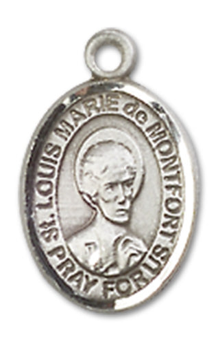 1/2" Sterling Silver St. Louis Marie de Montfort Charm Medal, Your Choice of Chain, # 10187