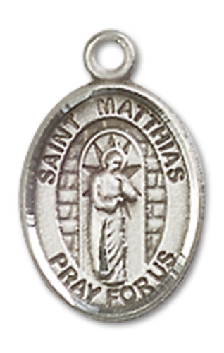 St. Matthias Charm Medal in Fine Pewter, 1/2", Your Choice of Chain # 10579