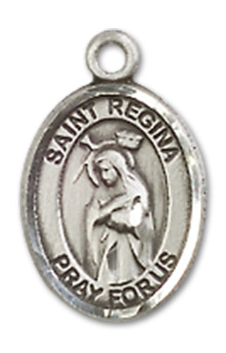 Sterling Silver Charm Medal, 1/2", St. Regina, Your Choice of Chain, # 10192