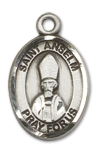 St. Anselm Charm Medal, Sterling Silver, 1/2", Your Choice of Chain, # 10198