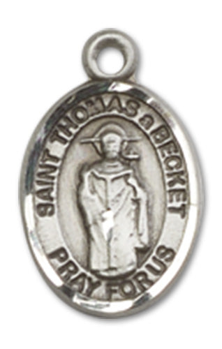 Sterling Silver Charm Medal, 1/2", St. Thomas a Becket, Your Choice of Chain, # 10200