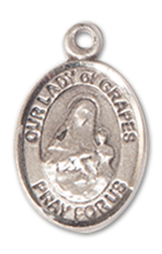 Our Lady of Grapes Charm Medal, Sterling Silver, 1/2", your choice of chain, # 10204