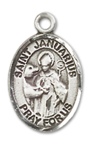 1/2" Sterling Silver St. Januarius Charm Medal, Your Choice of Chain, # 10208