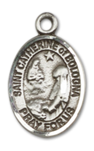 St. Catherine of Bologna Charm Medal, Sterling Silver, 1/2", Your choice of chain, # 10211
