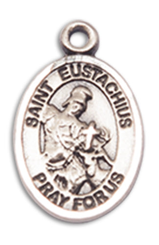 St. Eustachius Oval Charm Medal, Sterling Silver, 1/2", Your Choice of Chain, # 10213