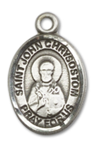 1/2" Sterling Silver St. John Chrysostom Charm Medal, Your Choice of Chain, # 10214