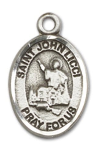 1/2" Sterling Silver St. John Licci Charm Medal, Your Choice of Chain, # 10215