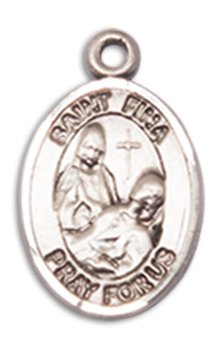 St. Fina Charm Medal, Fine Pewter, 1/2", Your choice of chain, # 10614