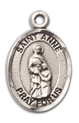 St. Anne Charm Medal, Sterling Silver, 1/2", Your Choice of Chain, # 10231