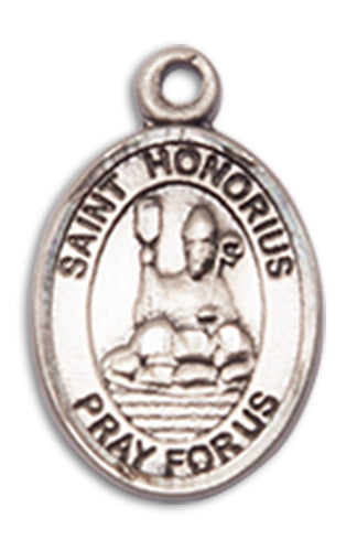 1/2" Fine Pewter St. Honorius of Amiens Charm Medal, Your Choice of Chain, # 10626