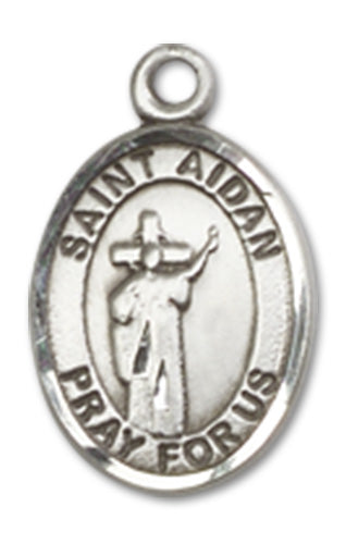 St. Aidan of Lindesfarne Charm Medal, Sterling Silver, 1/2", Your Choice of Chain, # 10238