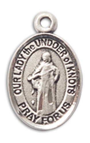 Our Lady Undoer of Knots Charm Medal, Sterling Silver, 1/2", Your Choice of Chain, # 10240