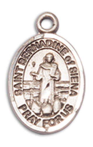 St. Bernadine of Siena Charm Medal, Sterling Silver, 1/2", Your Choice of Chain, # 10244