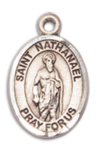 1/2" Fine Pewter St. Nathanael Charm Medal, Your Choice of Chain, # 10660