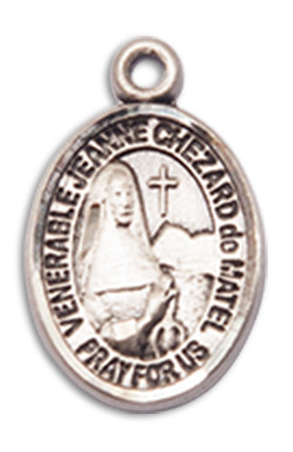 1/2" Sterling Silver St. Jeanne Chezard Charm Medal, Your Choice of Chain, # 10259