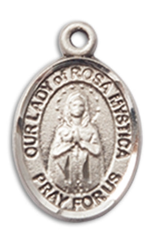 Our Lady of Rosa Mystica Charm Medal, Sterling Silver, 1/2", Your Choice of Chain, # 10271
