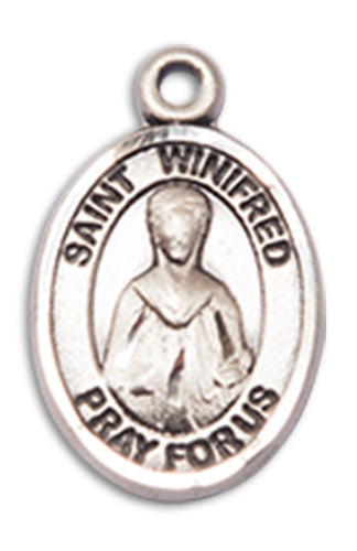 Sterling Silver Charm Medal, 1/2", St. Winifred, Your Choice of Chain, # 10277