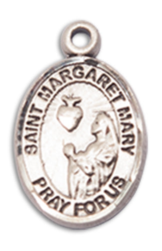 1/2" Sterling Silver St. Margaret Mary Alacoque Charm Medal, Your Choice of Chain, # 10278