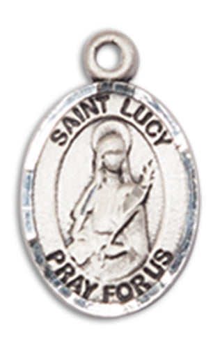 1/2" Sterling Silver St. Lucy Charm Medal, Your Choice of Chain, # 10280