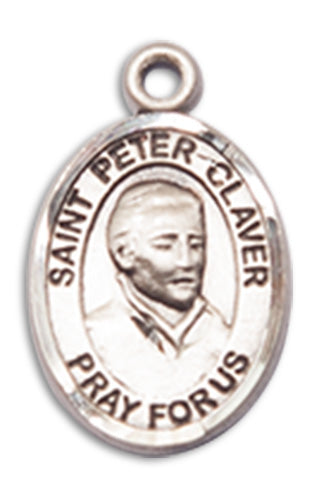 1/2" Fine Pewter St. Peter Claver Charm Medal, Your Choice of Chain, # 10708