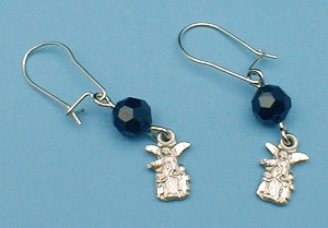 Guardian Angel with Jet Crystal Earrings, Sterling Silver, # 10372