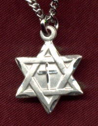 1/2" Sterling Silver Cross & Star of David, 18" Chain, # 10378-sale