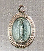 Miraculous Medal, 1/2", Sterling & Blue Enamel, Your Choice of Chain, # 10397