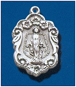 Sterling Silver Ornate Miraculous Medal, 3/4", #104445, with your choice of chain.