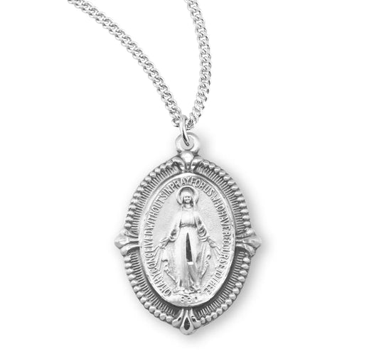 Sterling Silver Miraculous Medal, 7/8 in. #104447, with your choice of chain.