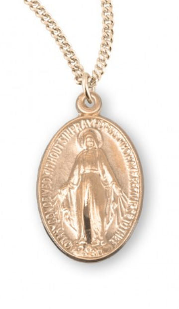 16kt Gold over Sterling Silver Miraculous Medal, 11/16", Your choice of chain, #104453||16kt Gold over Sterling Silver Miraculous Medal, 11/16", Your choice of chain, #104453.