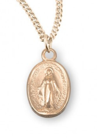 16kt Gold over Sterling Silver Miraculous Medal, 7/16", With your choice of chain, #104454||16kt Gold over Sterling Silver Miraculous Medal, 7/16", With your choice of chain, #104454