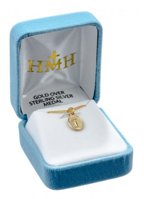 16kt Gold over Sterling Silver Miraculous Medal, 7/16", With your choice of chain, #104454