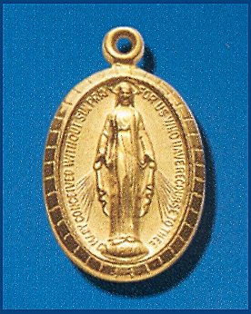 16kt Gold over Sterling Silver Miraculous Medal, 3/4", Your choice of chain, #104474,