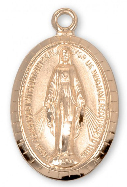 16kt Gold over Sterling Silver Miraculous Medal, 3/4", Your choice of chain, #104474,