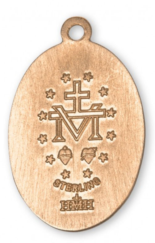 16kt Gold over Sterling Silver Miraculous Medal, 7/8"  With your choice of chain, #104481