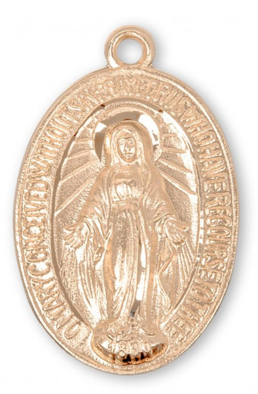 16kt Gold over Sterling Silver Miraculous Medal, 7/8"  With your choice of chain, #104481