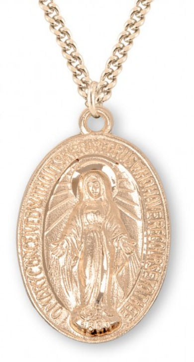 16kt Gold over Sterling Silver Miraculous Medal, 7/8" With your choice of chain, #104481||||16kt Gold over Sterling Silver Miraculous Medal, 7/8"  With your choice of chain, #104481