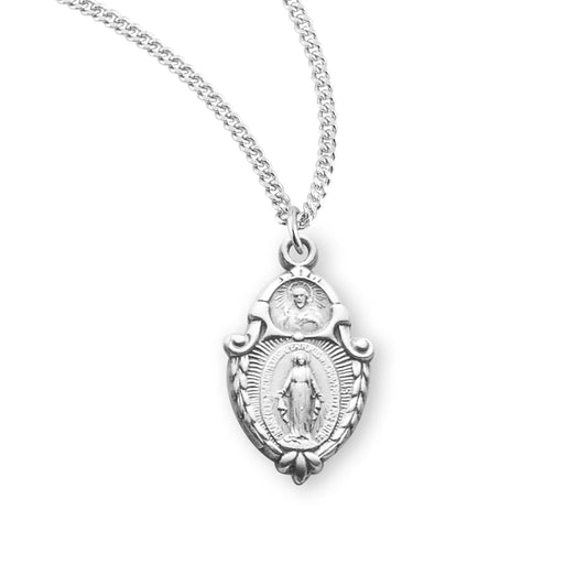 7/8" Sterling Silver Miraculous-Scapular Medal, Your Choice of Chain, #104485