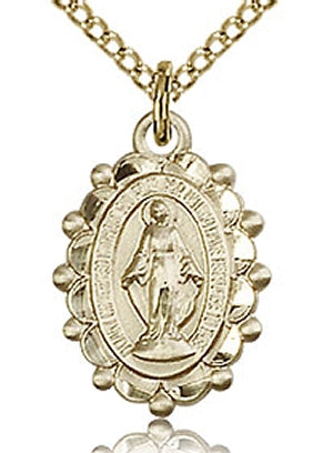 5/8" Miraculous Medal, 14kt Gold Filled, Your Choice of Chain # 10687