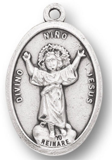 Divino Nino Silver Oxidized Medal, 1" overall, # 1189